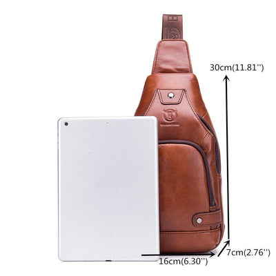 USB Charging Real Leather Sling Bag