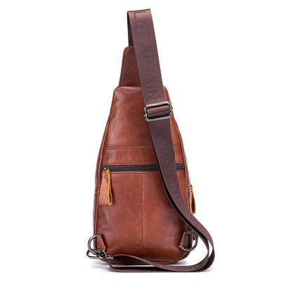 USB Charging Real Leather Sling Bag