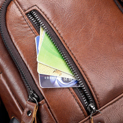 USB Charging Real Leather Sling Bag