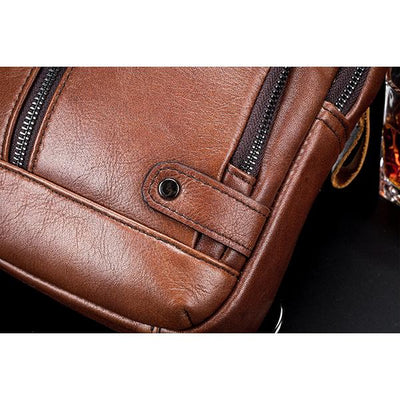 USB Charging Real Leather Sling Bag