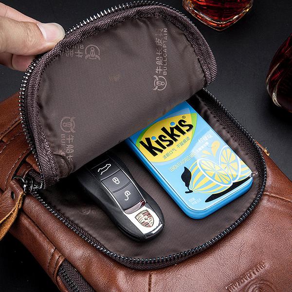 USB Charging Real Leather Sling Bag