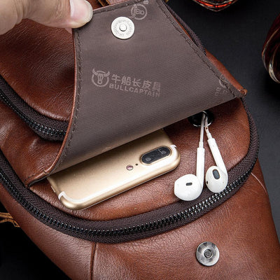 USB Charging Real Leather Sling Bag