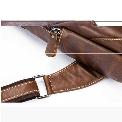 Genuine Leather Vintage Wearing  Resisting Sling Bag