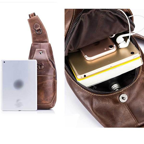 Genuine Leather Vintage Wearing  Resisting Sling Bag