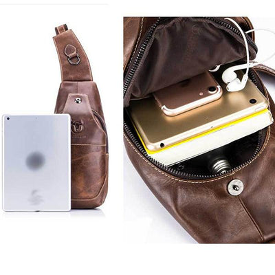 Genuine Leather Vintage Wearing  Resisting Sling Bag