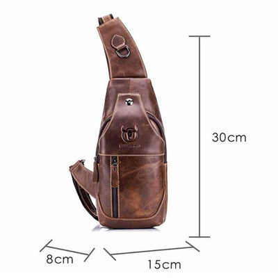 Genuine Leather Vintage Wearing  Resisting Sling Bag
