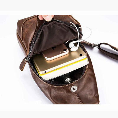 Genuine Leather Vintage Wearing  Resisting Sling Bag