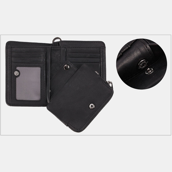 Men's Rfid Bifold Genuine Leather Wallet Zipper Purse