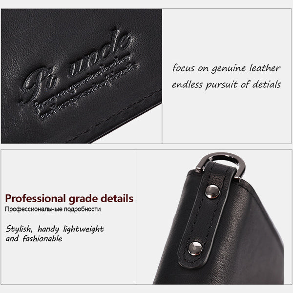 Men's Rfid Bifold Genuine Leather Wallet Zipper Purse