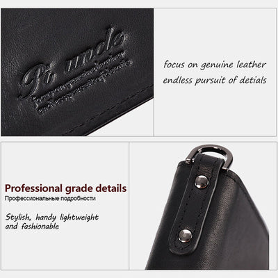 Men's Rfid Bifold Genuine Leather Wallet Zipper Purse