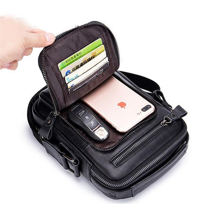 Men's Solid Bag Genuine Leather Crossbody Bag