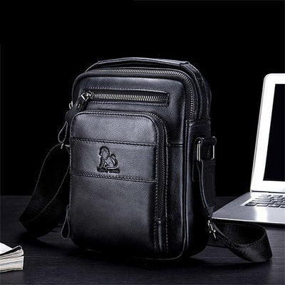 Men's Solid Bag Genuine Leather Crossbody Bag