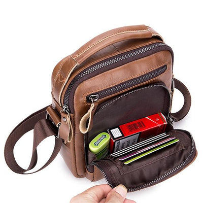 Men's Solid Bag Genuine Leather Crossbody Bag