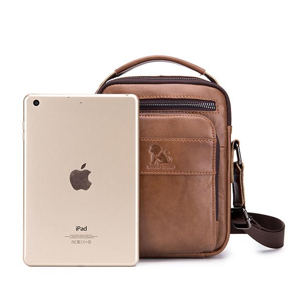 Men's Solid Bag Genuine Leather Crossbody Bag