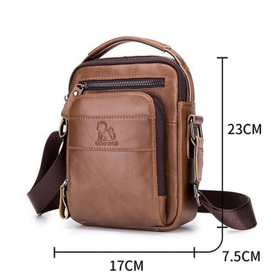 Men's Solid Bag Genuine Leather Crossbody Bag