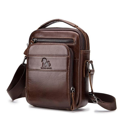 Men's Solid Bag Genuine Leather Crossbody Bag