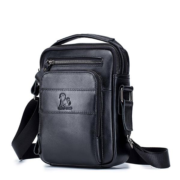 Men's Solid Bag Genuine Leather Crossbody Bag