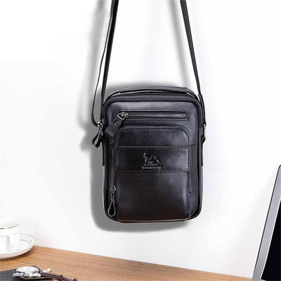 Men's Solid Bag Genuine Leather Crossbody Bag