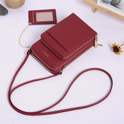 Multi-Layer Solid Casual Mini Crossbody Bag Phone Bag