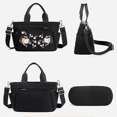 Multi-Pocket Flower Embroideried Handbag Crossbody Bag
