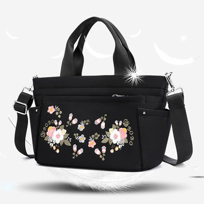 Multi-Pocket Flower Embroideried Handbag Crossbody Bag