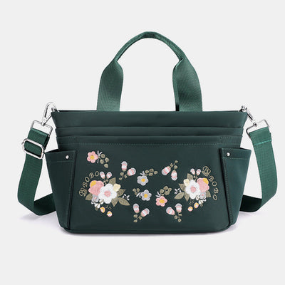 Multi-Pocket Flower Embroideried Handbag Crossbody Bag
