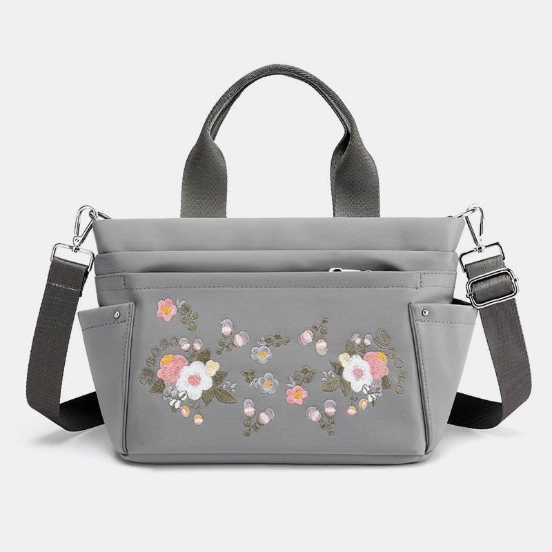 Multi-Pocket Flower Embroideried Handbag Crossbody Bag