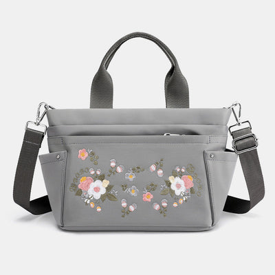 Multi-Pocket Flower Embroideried Handbag Crossbody Bag