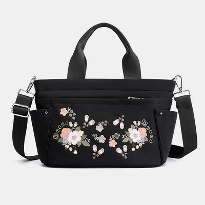 Multi-Pocket Flower Embroideried Handbag Crossbody Bag