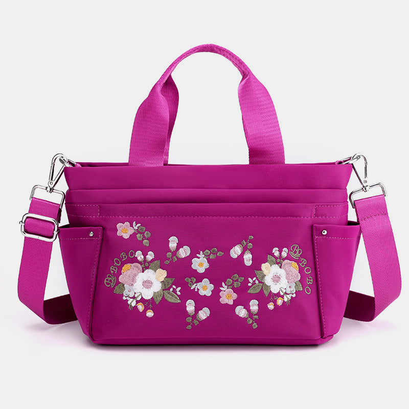 Multi-Pocket Flower Embroideried Handbag Crossbody Bag