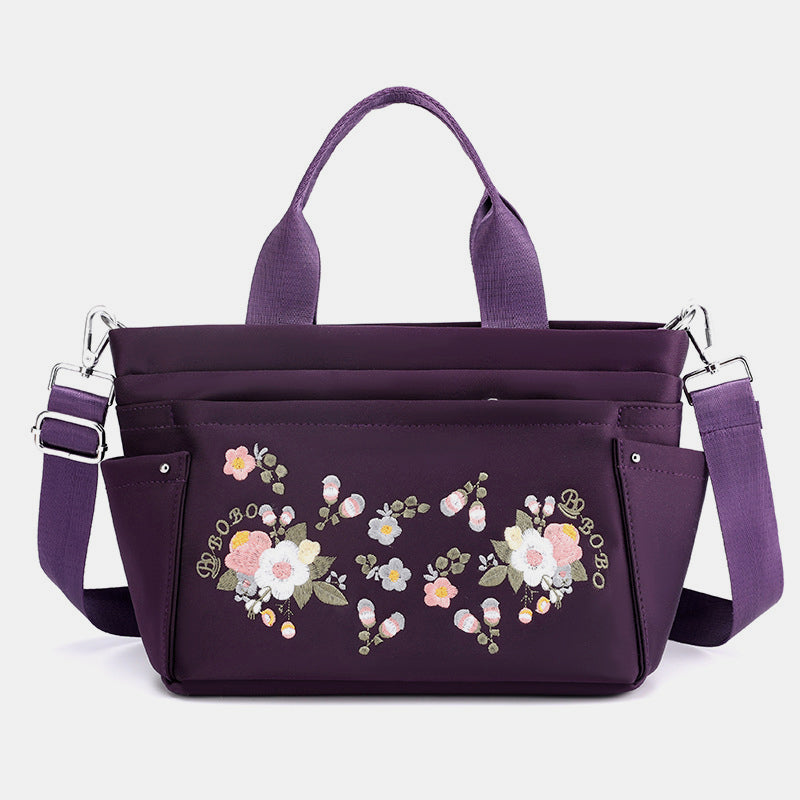 Multi-Pocket Flower Embroideried Handbag Crossbody Bag