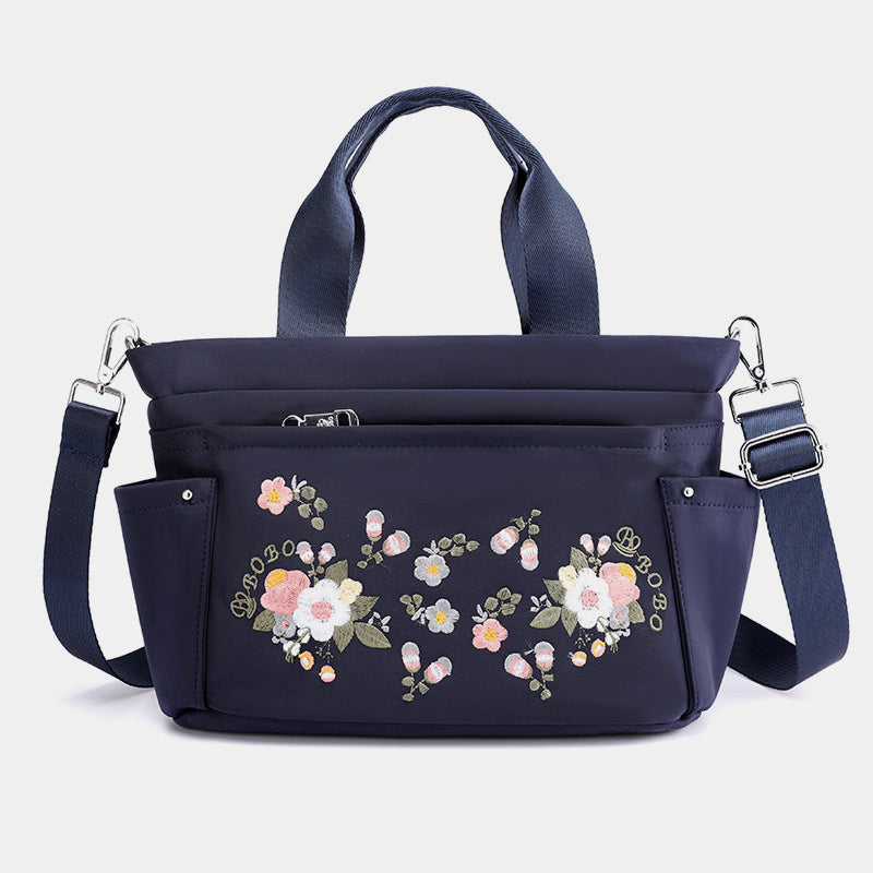 Multi-Pocket Flower Embroideried Handbag Crossbody Bag
