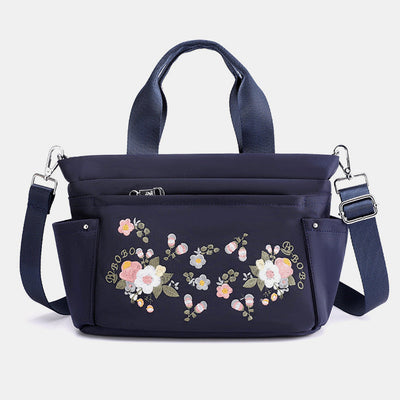 Multi-Pocket Flower Embroideried Handbag Crossbody Bag