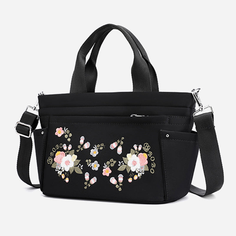 Multi-Pocket Flower Embroideried Handbag Crossbody Bag