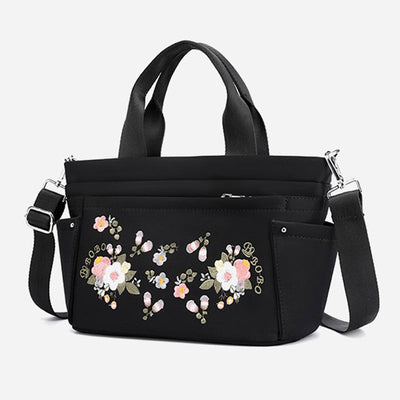 Multi-Pocket Flower Embroideried Handbag Crossbody Bag