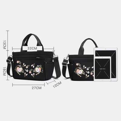Multi-Pocket Flower Embroideried Handbag Crossbody Bag
