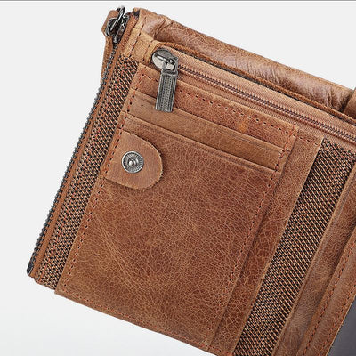 RFID Blocking Wallet Small Vintage Crazy Short Purse Bifold