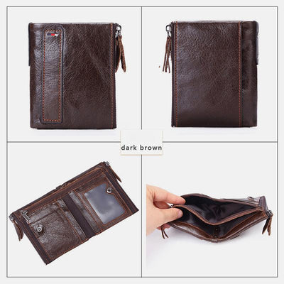 RFID Blocking Wallet Small Vintage Crazy Short Purse Bifold