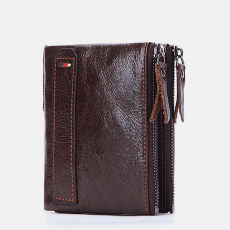 RFID Blocking Wallet Small Vintage Crazy Short Purse Bifold