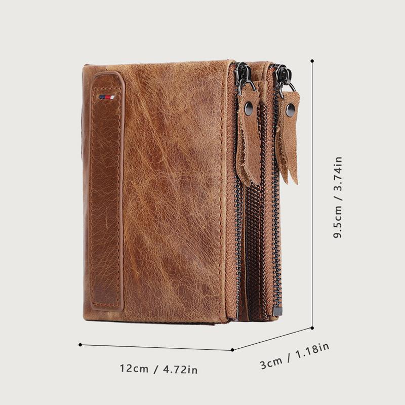 RFID Blocking Wallet Small Vintage Crazy Short Purse Bifold