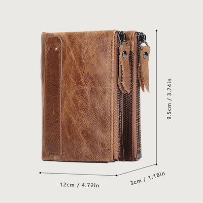 RFID Blocking Wallet Small Vintage Crazy Short Purse Bifold