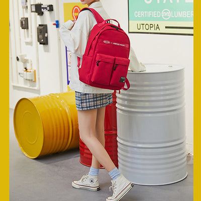 Solid Large Capacity Waterproof School Backpack