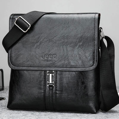 Vintage Leather Messenger Shoulder Crossbody Bag for Men Work Business