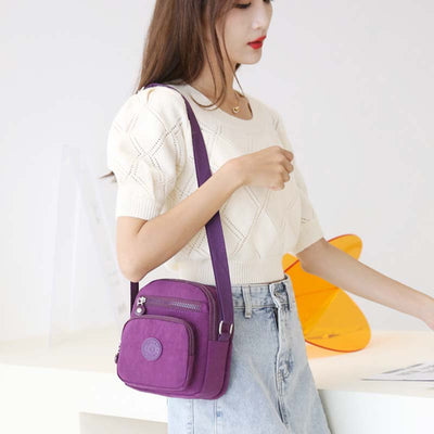 Lightweight Small Solid Color Crossbody Bag Multi-Pocket Cell Phone Purse