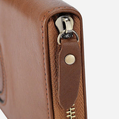 Genuine Leather Wallet For Women Men Solid Color Clutch Bag