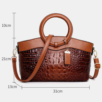 Large Capacity Vintage Embossing Crossbody Bag Top-Handle Bag