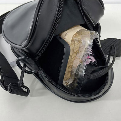Crossbody Bag For Outdoor Funny Faceless Pattern Leather Pack