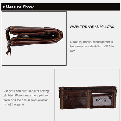 Large Capacity Leather Wallet RFID Blocking Bifold Flip Mens Wallet
