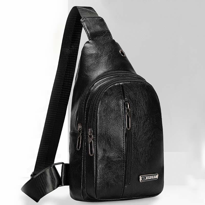Leather Crossbody Sling Bag Backpack with Adjustable Strap for Outdoor Travel