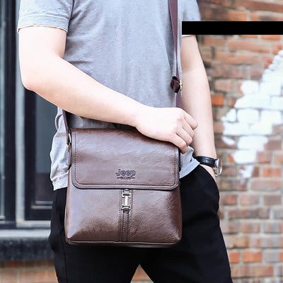 Vintage Leather Messenger Shoulder Crossbody Bag for Men Work Business